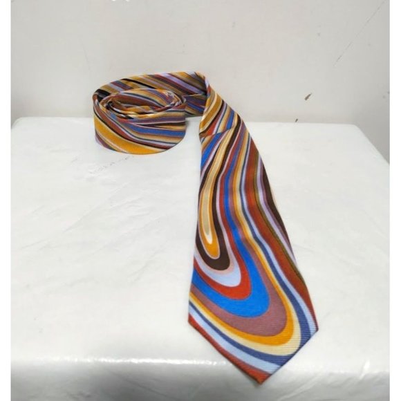 Azreal Katz Other - Azreal Katz Mens Silk Abstract Striped Necktie Multicolor